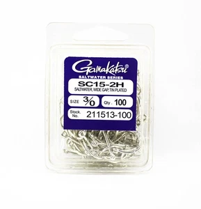 Gamakatsu 211513 SC15-2H Wide Gap Tin Plated Hook Size 3/0 ,100/pack (2752) - Picture 1 of 6