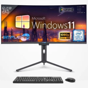 Aio All In One I5 34" Curved Fhd Windows 11 4Gb 240Gb Gaming Computer Editing Pc - Picture 1 of 10