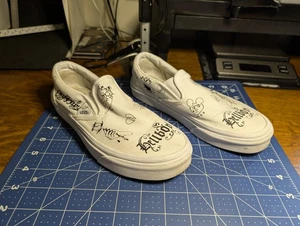 Vans Lil Peep Women's Shoes Size 6.5 White Slip On Custom Made - Picture 1 of 9