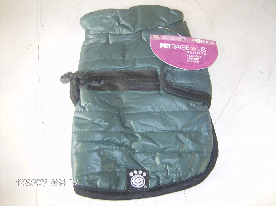 PETRAGEOUS GREEN DOG RAIN COAT  SIZE XSMALL - Image 1 of 4