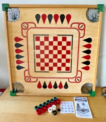 Vtg Carrom Model 108 Reversible Wood Game Board Net Pockets Double Sided - Image 1 of 4