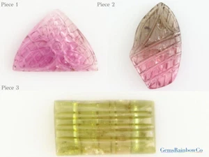 Carved Tourmaline in fancy shape, Tourmaline Carved Stone, Multi Color - Picture 1 of 10