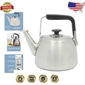 Elegante Bollitore per Tè Fischietto 2 QT - Acciaio Inox Spazzolato con Manico Comfort - Foto 1 di 7