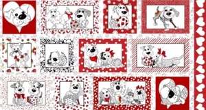 NEW Loralie Designs - Puppy Love Quilting and Crafting Panel - Picture 1 of 2