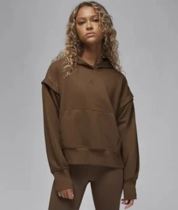 Nike Jordan Sportswear Hoodie Womens XL Oversized Fleece Zip Off Arms Brown BNWT - Picture 1 of 20