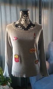 Only Pullover Overzise, Patches Gr. 36/38, Kussmund, Lippenstift,... Pailletten, - Bild 1 von 16
