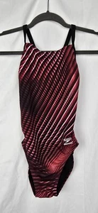 Speedo Endurance+ Warped Weave Flyback Maroon 1pc Swimsuit Women's sz 28 NWOT - Picture 1 of 7