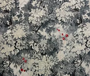 Scalamandre Marly Grigio FLORAL EXKLUSIVER SAMTSTOFF VON 1/2 (0,5) YARD 51 ZOLL W - Bild 1 von 6