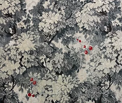SCALAMANDRE MARLY GRIGIO FLORAL EXCLUSIVE VELVET FABRIC BY 1/2(0.5) YARD 51"W - Image 1 of 4
