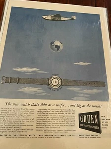 Vintage 1943 Gruen Watch Pan American Airlines Earth Over Watch ad - Picture 1 of 1