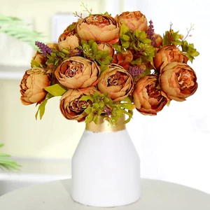 2 Bunches Artificial Silk Peony Vintage Flower Bouquet for Party Home Table Cent - Picture 1 of 12