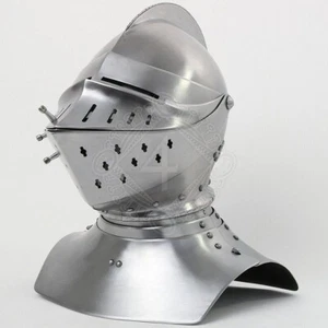 Casco de armadura cerrada medieval de caballero torneo réplica 18Ga Sca Larp gran casco - Imagen 1 de 6