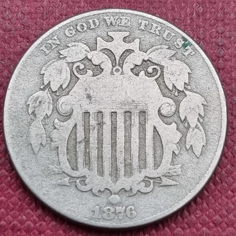 1876 Shield Nickel 5c Circulated #60563 Cover