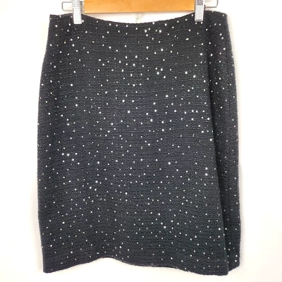 Ann Taylor черная шерстяная смесь Tween с подкладкой блестки карандаш юбка женщин размер 6 - Изображение 1 из 4
