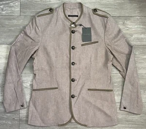 JOHN VARVATOS USA Linen Blend Button Military Style Jacket Oat Mens 40 NWT READ - Picture 1 of 13