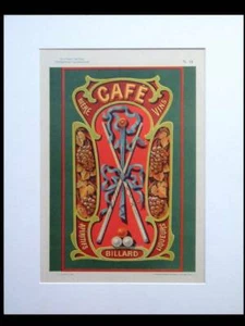 LETRERO FRANCÉS, CAFÉ BILLAR, BILLAR - LITOGRAFÍA 1900 - ART NOUVEAU - Imagen 1 de 2