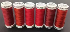 New~ 6 Spools of Sulky Cotton Petites Thread, 12 wt. Cotton 50 Yd Rust & Reds - Picture 1 of 3
