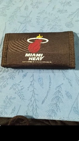 NBA Miami Heat on Black Printed Tri-Fold Nylon Wallet by Rico Industries Cover