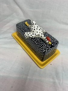 RARE Department 56 McNutts POLKA DOT CHICKEN Butter Dish 1988 HTF Read - Picture 1 of 6