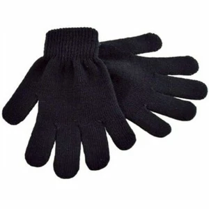 KIDS CHILDREN BOYS GIRLS ONE SIZE BLACK WINTER WARM STRETCHY KNIT MAGIC GLOVES - Picture 1 of 4