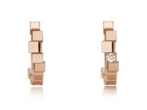 Didier Dubot Mon Paris Gold Earrings JDPER4F014S 14K Rose Gold Brown Dia 1.3mm - Picture 1 of 6