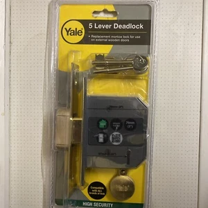 Yale 5 Lever Mortice Deadlock 76mm (3"), Polished Brass (P-M552-PB-78) High Sec - Picture 1 of 5