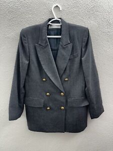 Valerie Stevens Womens Blazer Size 4 Gray Double Breasted Button Up Pure Wool