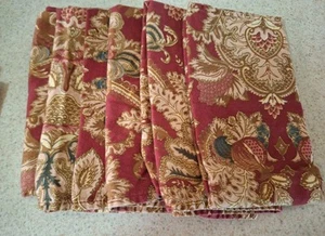 12 Ralph Lauren Vintage Blumen Servietten Jardiniere hausgemacht Baumwolle rot gold Schnörkel - Bild 1 von 8