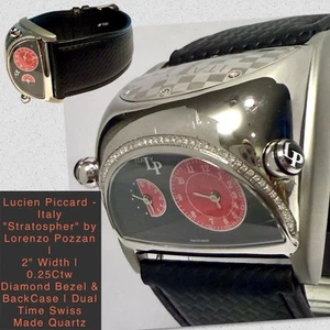 48mm Red STRATOSPHERE Lorenzo Pozzan 0.25Ctw Diamond |Lucien Piccard-Italy Watch - Picture 1 of 12