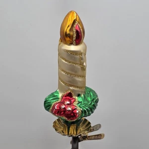 Candela in vetro soffiato a clip vintage ornamento  - Foto 1 di 3