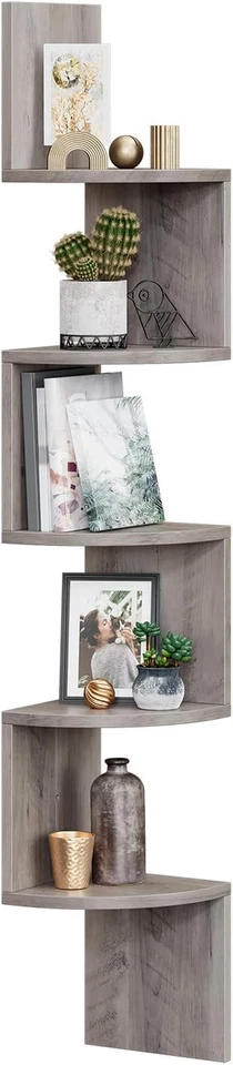 Libreria Angolare, Mensola Angolare Da Muro, Scaffale Da Parete a 5 Ripiani, 126 - Immagine 1 di 4