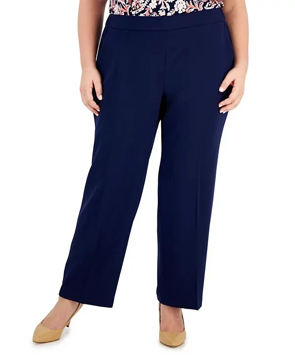 Kasper Womens Stretch Crepe Dress Pants Blue Size 3X