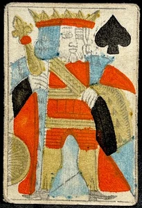 King of Spades Historical Woodblock Stencil Painted Art Antique Playing Card - Picture 1 of 16