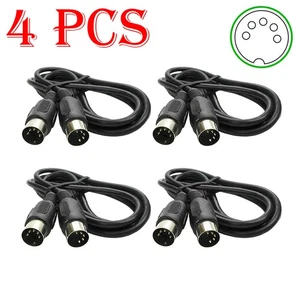 3FT 5 Pin MIDI DIN Male to Male Plug PC Computer Music Audio Cable Cord BLK 4PCS - Picture 1 of 8