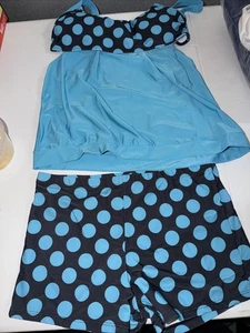 Damen Badeanzug Tankini Größe L schwarz & blau gepunktet - Bild 1 von 1