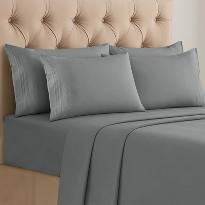 6 Pcs Bed Sheet Set Soft Deep Pocket Microfiber Hotel Quality Bedding Sheets - Image 1 of 4