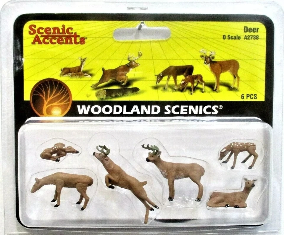  Woodland Scenics O Scale A2738 Scenic Accents Deer (6) pcs - Image 1 of 1