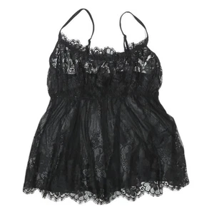 THE ESCAANTE Mujer Negro Encaje Top Sin Mangas Cuello Redondo M Lencería Elegante - Imagen 1 de 6