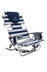 Ostrich Deluxe Backpack Reclining Beach Pool Camping Chair, Striped (Open Box) - Picture 1 of 4