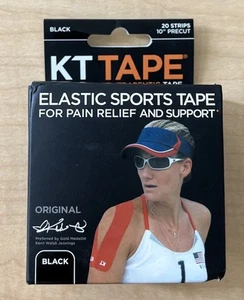 KT Tape Original Black Kinesiology Therapeutic Tape 20 Strips 2"x10" Strips BNIB - Picture 1 of 3
