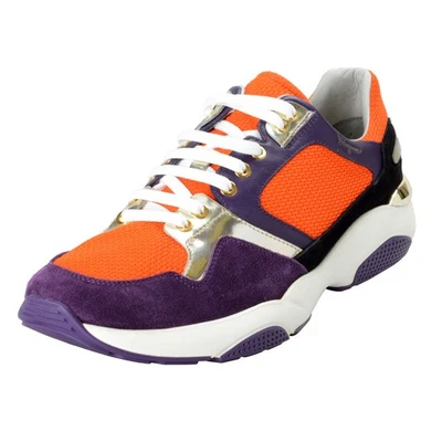 Salvatore Ferragamo "Lisbona 2" 麂皮绒皮革帆布时尚运动鞋 — 第 1/4 张图片