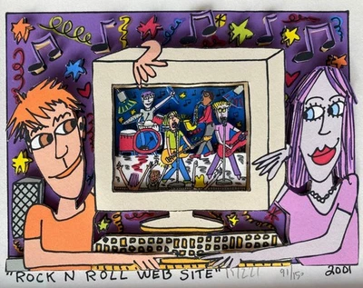 James Rizzi 3D Original Handsigniert **Rock N Roll Website** Von 2001 Nr. 91/150 - Bild 1 von 4