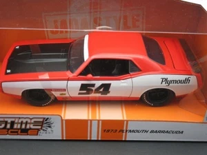 1973 Plymouth Barracuda ~ Die Cast Car ~ Jada ~ Big Muscle ~ Red & White ~ 1:24 - Picture 1 of 4