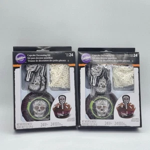 2 Wilton Cupcake Skull Skeleton Cup Cake Decorating Kit 48 Sets Halloween Party - Picture 1 of 5