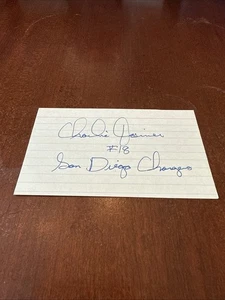 CHARLIE JOINER AUTHENTIC AUTOGRAPHED 3x5 White INDEX CARD CHARGERS HOF - Picture 1 of 1