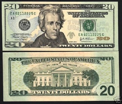 UNITED STATES 20 Dollar P-521 A 2004 JACKSON WHITE HOUSE UNC light tone USA NOTE - Image 1 of 2