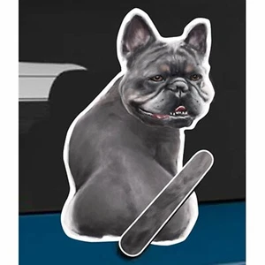 French Bulldog Dog Rear Car Window Sticker + Wagging Tail To Fit On Wiper Arm - Picture 1 of 3