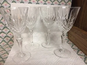 FONTENAY Goblet Flared Glass Set of 4 Cristal D’Arques Fan & Diamonds FRANCE EUC - Picture 1 of 7