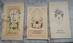 3 Klappkarten Kommunion um 1900 Prägekarten - Picture 1 of 7