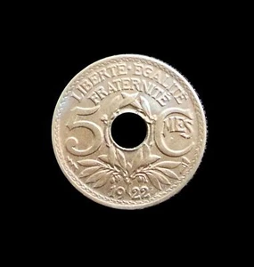 1922 FRANCE 5 CENTIMES COIN - aUNC - MUCH NICER than Photos! - Picture 1 of 2